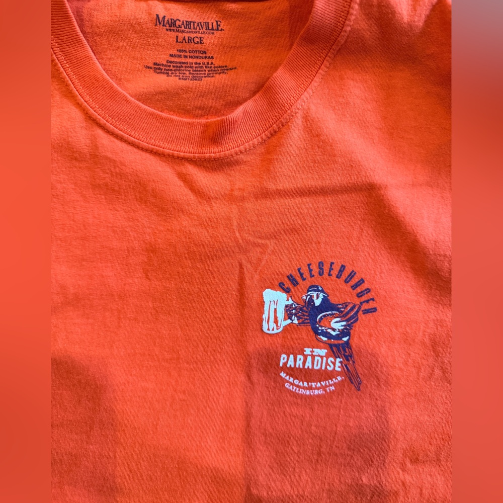 Margarittaville Jimmy Buffet beachy Gatlinburg, TN Orange Graphic large tee - Picture 3 of 3